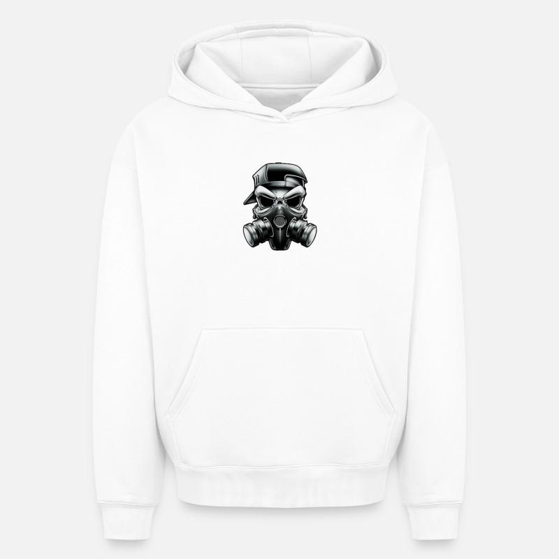 Masques cool Skull !!! - Sweat à capuche unisexe oversize épais SPREAD - blanc
