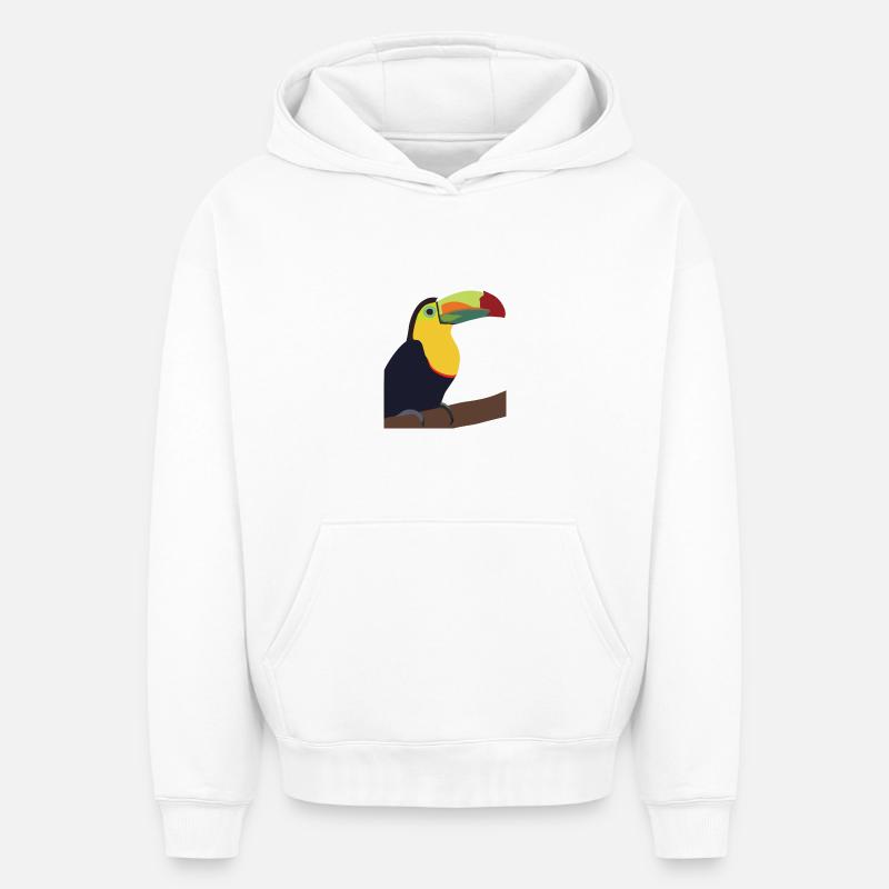 Timmy, le Toucan - Sweat à capuche unisexe oversize épais SPREAD - blanc