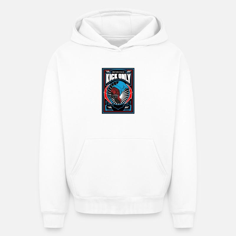 Motorcycles Kick Only - Sweat à capuche unisexe oversize épais SPREAD - blanc