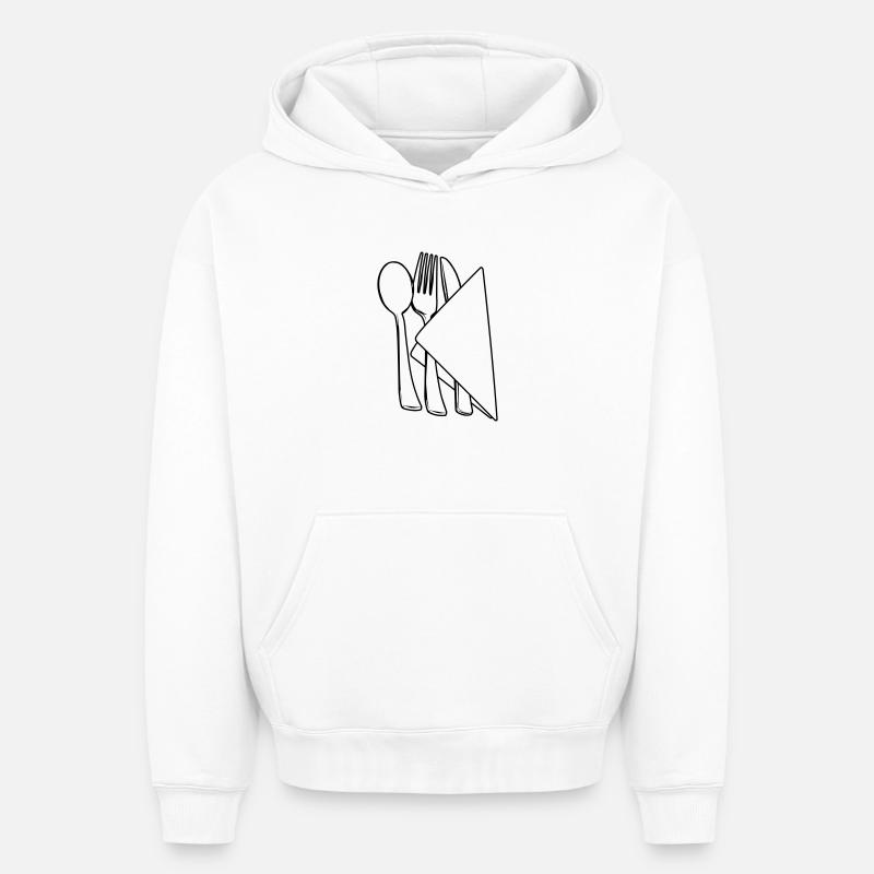Couverts dans la serviette - Sweat à capuche unisexe oversize épais SPREAD - blanc