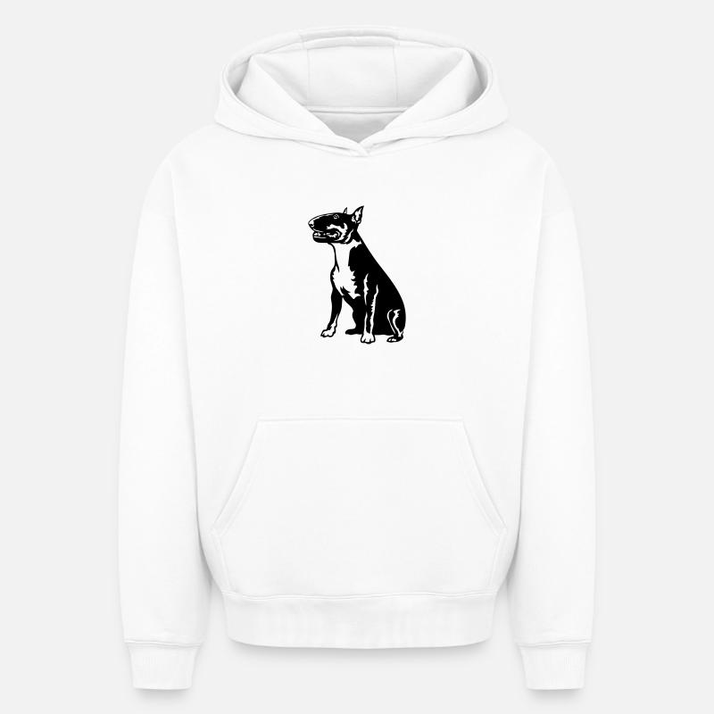 Bull terrier - Sweat à capuche unisexe oversize épais SPREAD - blanc