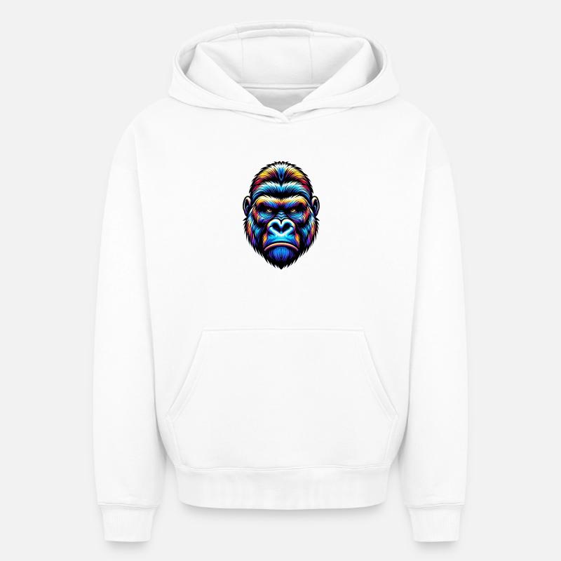 Gorille - Sweat à capuche unisexe oversize épais SPREAD - blanc
