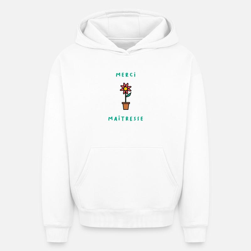 MAÎTRESSE. MERCI. MERCI MAÎTRESSE - Sweat à capuche unisexe oversize épais SPREAD - blanc