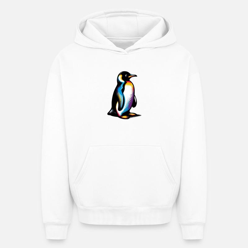 Pingouin - Sweat à capuche unisexe oversize épais SPREAD - blanc