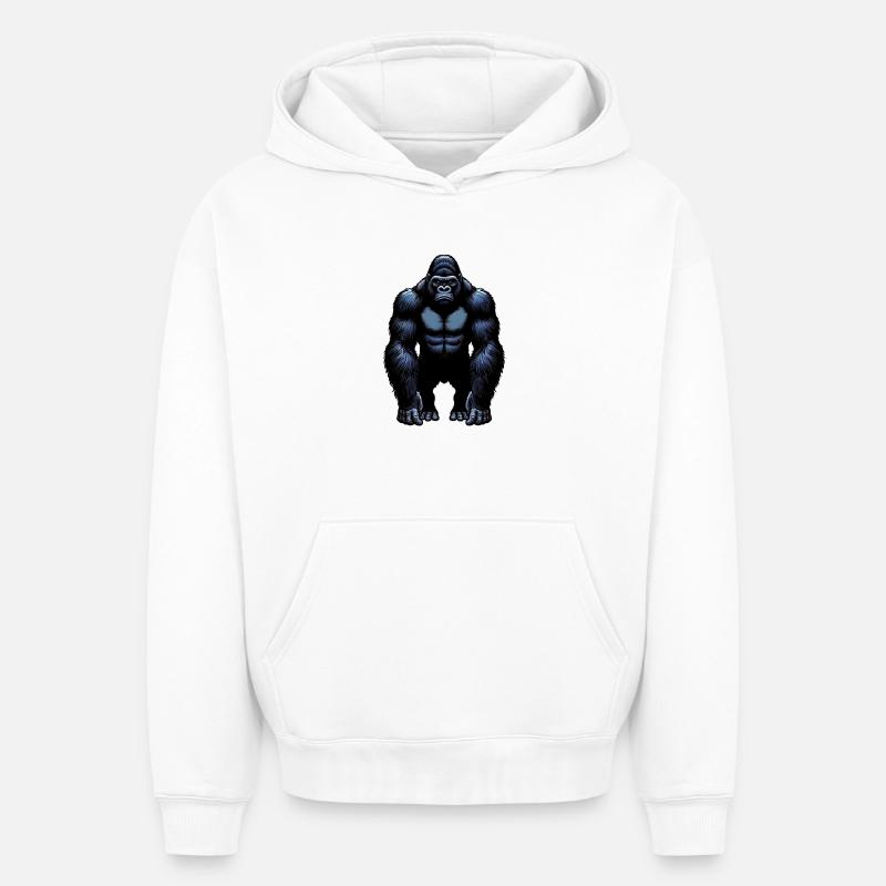 Gorille - Sweat à capuche unisexe oversize épais SPREAD - blanc