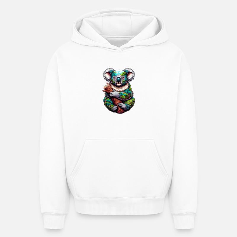 Koala - Sweat à capuche unisexe oversize épais SPREAD - blanc