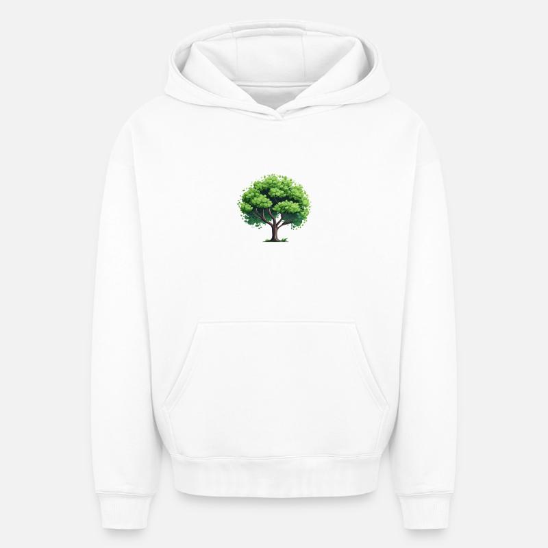 Arbre naturel - Sweat à capuche unisexe oversize épais SPREAD - blanc