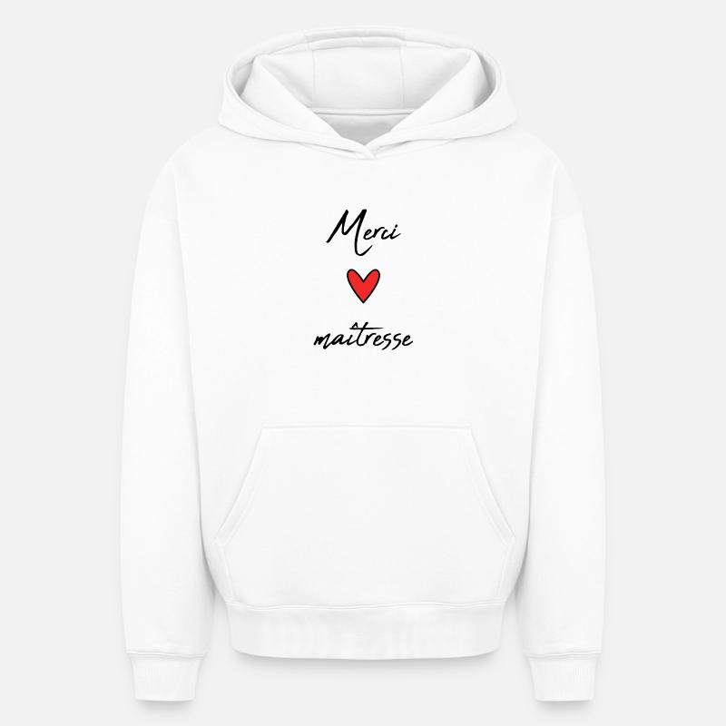 MAÎTRESSE. MERCI. MERCI MAÎTRESSE - Sweat à capuche unisexe oversize épais SPREAD - blanc
