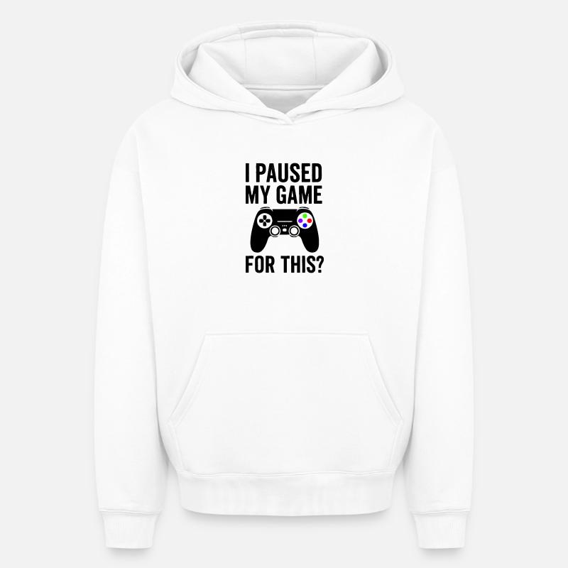 Pause de jeu - Thème Consola - Sweat à capuche unisexe oversize épais SPREAD - blanc
