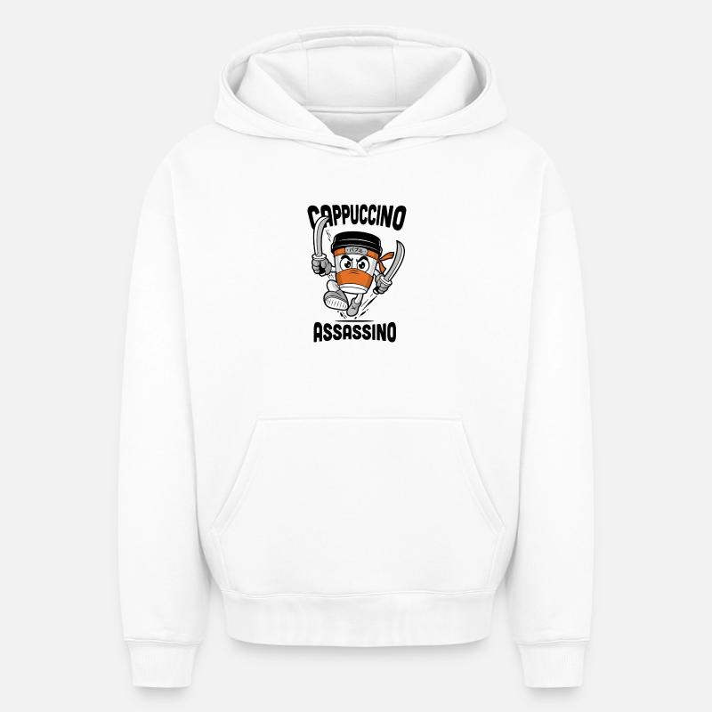 Cappuccino Assassino - Sweat à capuche unisexe oversize épais SPREAD - blanc