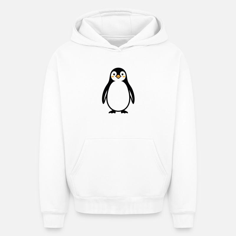 Pingouin - Sweat à capuche unisexe oversize épais SPREAD - blanc