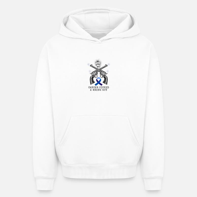 Cancer_picked_a_wrong_guy_Tshirt - Sweat à capuche unisexe oversize épais SPREAD - blanc