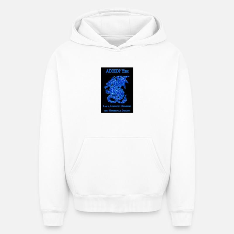 TDAH-Dragon - Sweat à capuche unisexe oversize épais SPREAD - blanc