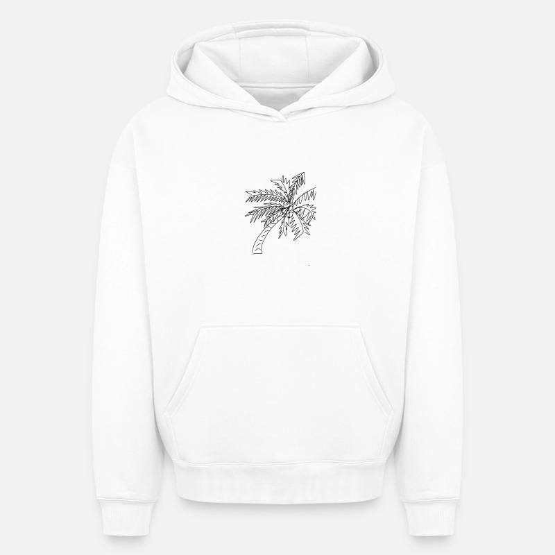 Palmier Cocotier  - Sweat à capuche unisexe oversize épais SPREAD - blanc