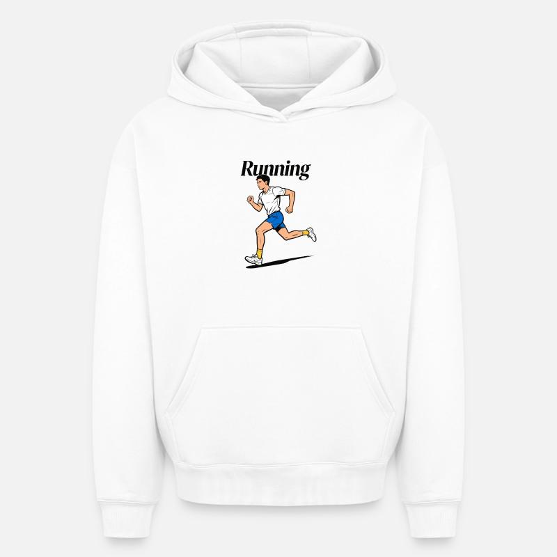 Course en course - Sweat à capuche unisexe oversize épais SPREAD - blanc