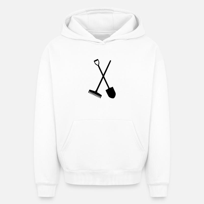 Râteau & Pelles - Sweat à capuche unisexe oversize épais SPREAD - blanc