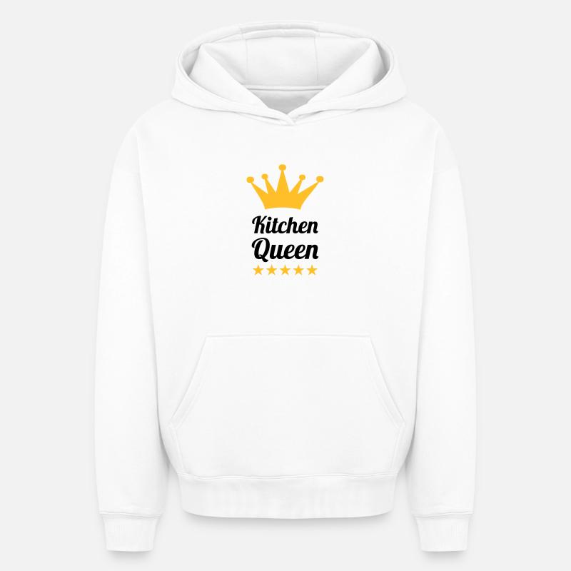 Kitchen Queen - Sweat à capuche unisexe oversize épais SPREAD - blanc