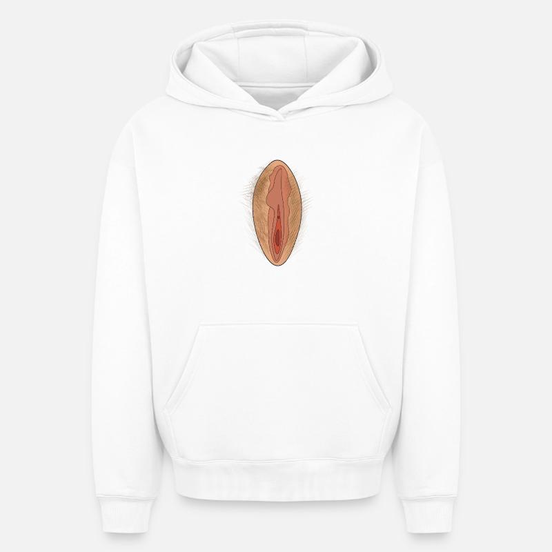 Impression K-18 - Sweat à capuche unisexe oversize épais SPREAD - blanc