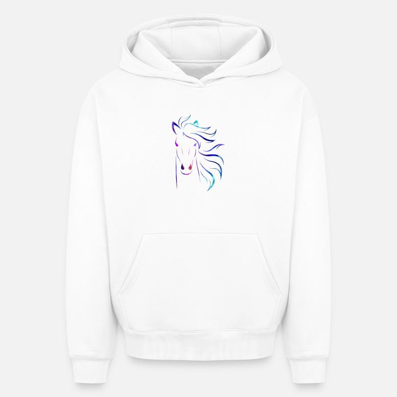 Cheval - Sweat à capuche unisexe oversize épais SPREAD - blanc