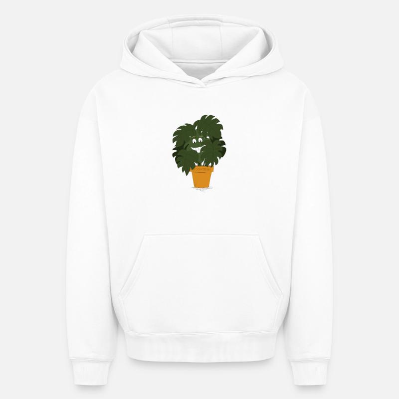 Monstera - Sweat à capuche unisexe oversize épais SPREAD - blanc