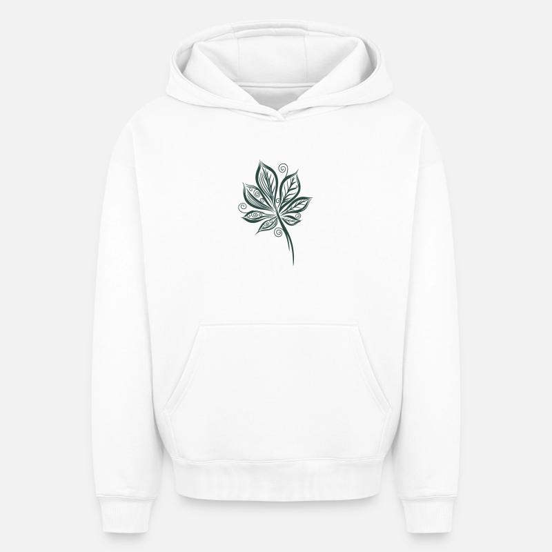 Feuille de châtaignier Châtaignier - Sweat à capuche unisexe oversize épais SPREAD - blanc