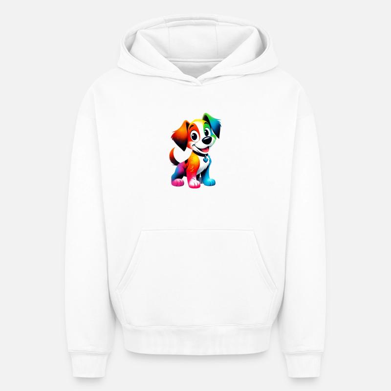 Chien - Sweat à capuche unisexe oversize épais SPREAD - blanc