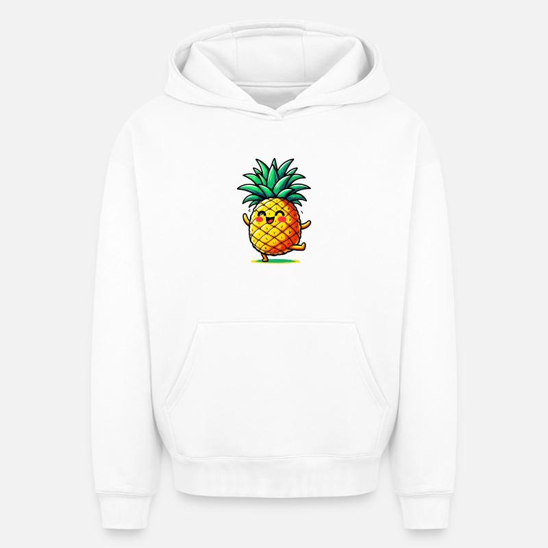 Ananas - Sweat à capuche unisexe oversize épais SPREAD - blanc