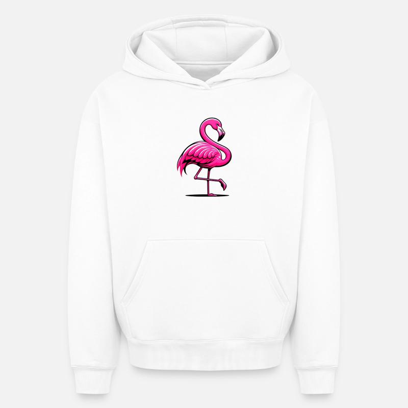 Flamant - Sweat à capuche unisexe oversize épais SPREAD - blanc