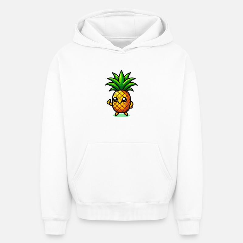 Ananas - Sweat à capuche unisexe oversize épais SPREAD - blanc