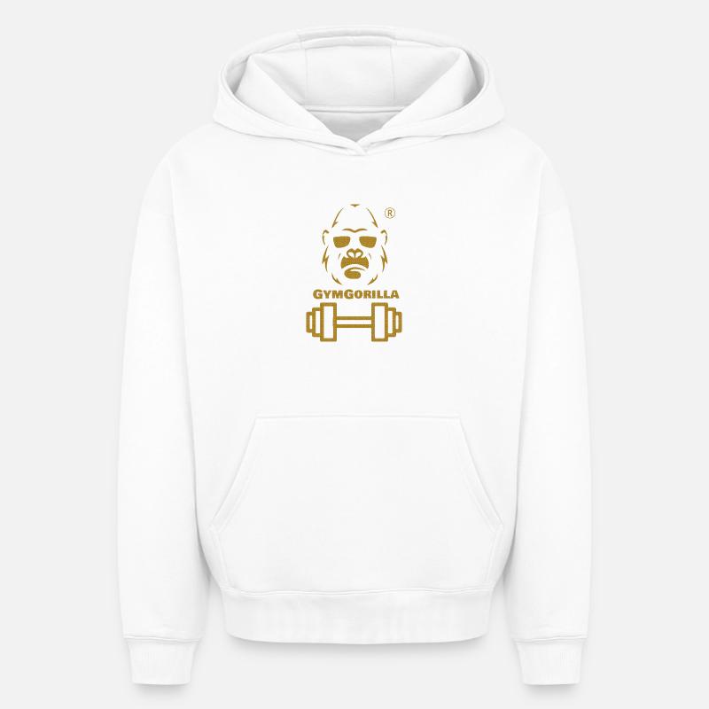 GymGorilla Power Image - Sweat à capuche unisexe oversize épais SPREAD - blanc