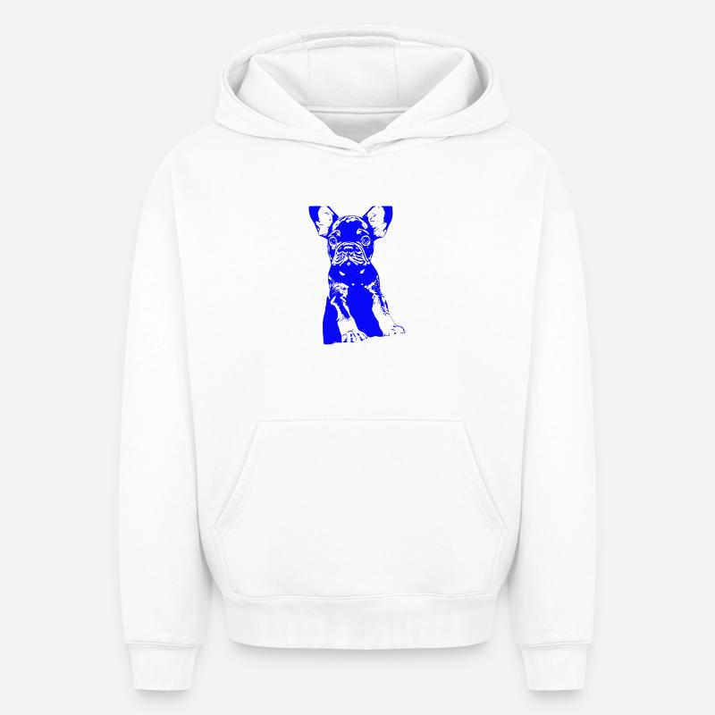 Bouledogue - Sweat à capuche unisexe oversize épais SPREAD - blanc