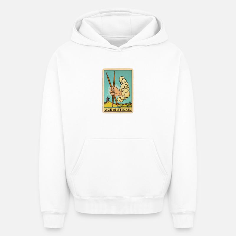 Air Drummers Tarot - Sweat à capuche unisexe oversize épais SPREAD - blanc