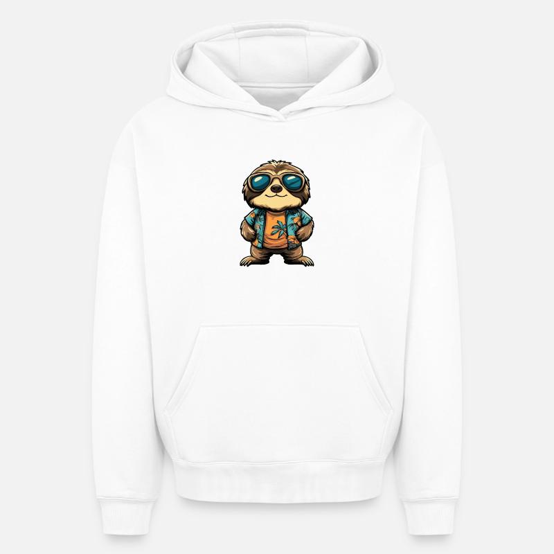 Vacances de la bande dessinée paresseuse - Sweat à capuche unisexe oversize épais SPREAD - blanc