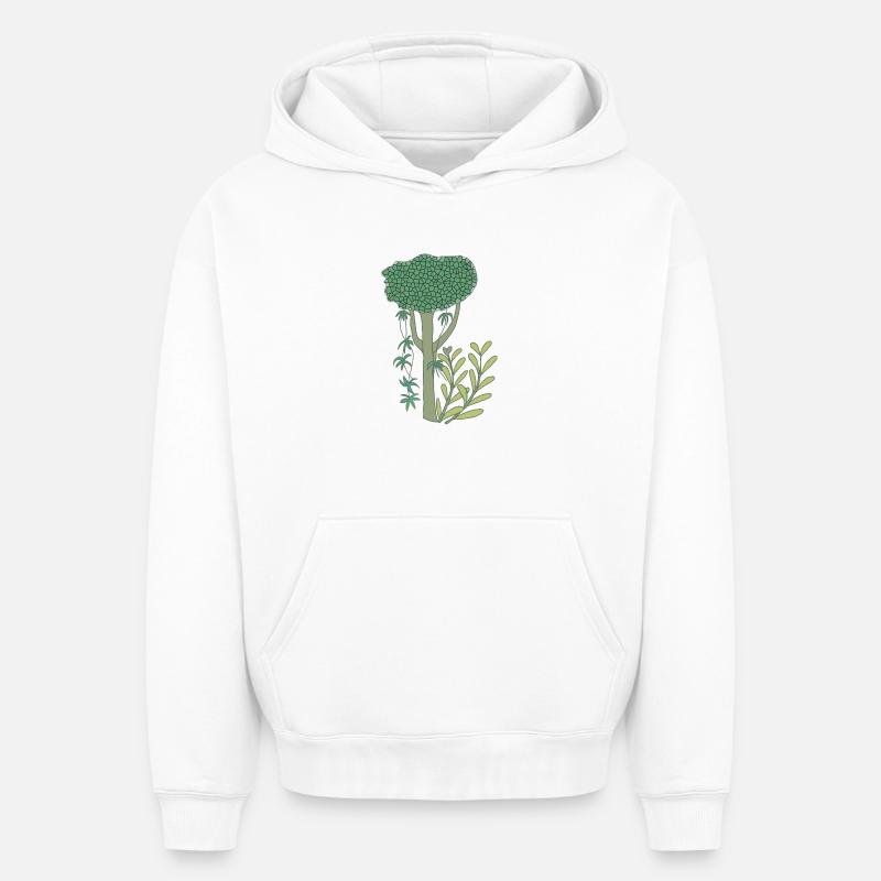 Jungle - Sweat à capuche unisexe oversize épais SPREAD - blanc