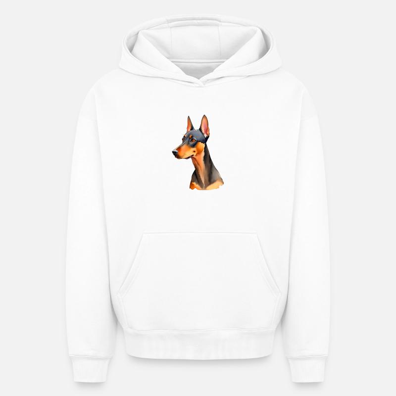 Doberman - Sweat à capuche unisexe oversize épais SPREAD - blanc