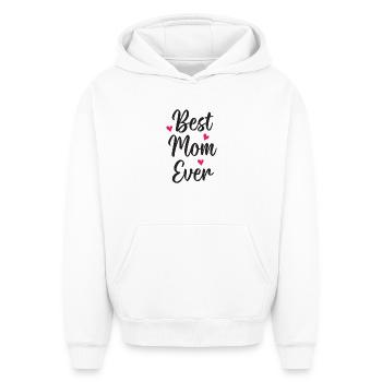 Beste Mutter aller Zeiten - Oversized Heavyweight Unisex Hoodie - Weiß - Vorne - AI Model Female 172 dark (172cm) & AI Model Male 185 light (185cm)