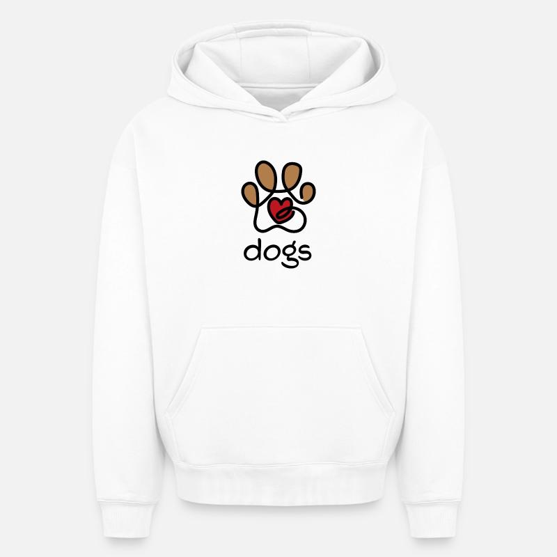 Patte de chien - Sweat à capuche unisexe oversize épais SPREAD - blanc
