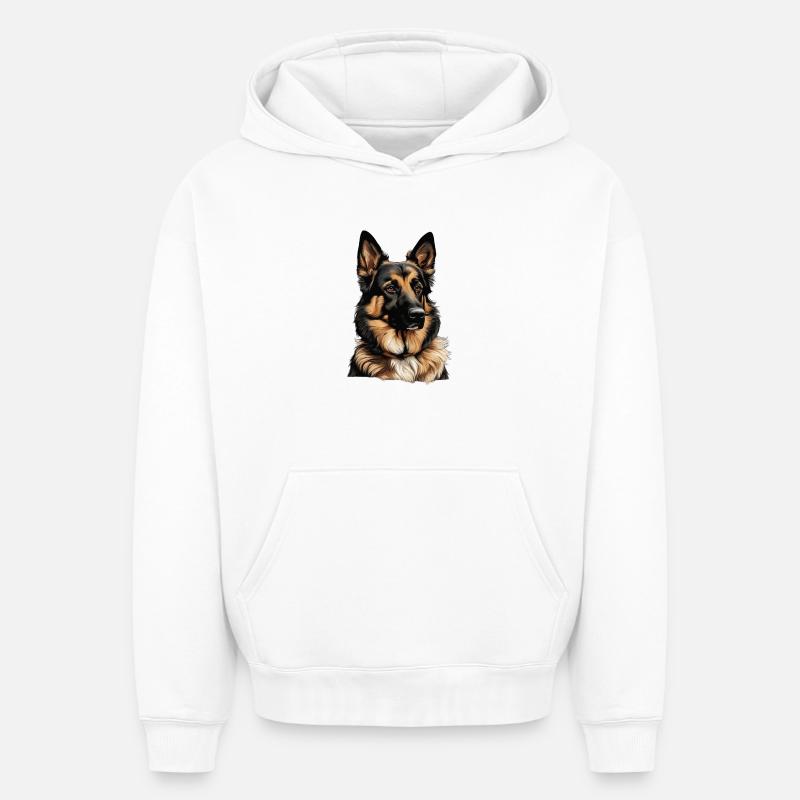 chien de berger - Sweat à capuche unisexe oversize épais SPREAD - blanc