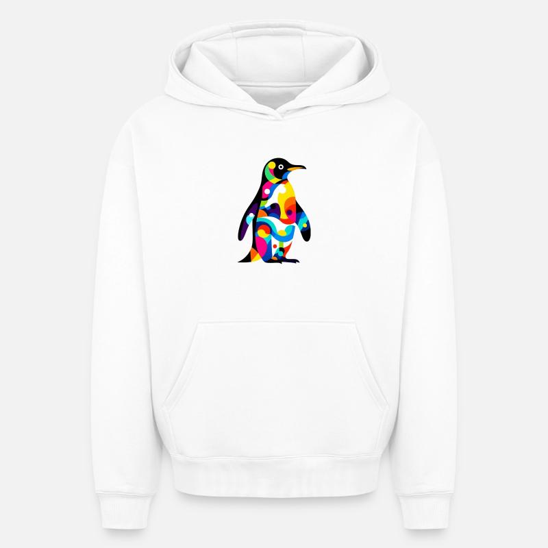 Pingouin - Sweat à capuche unisexe oversize épais SPREAD - blanc