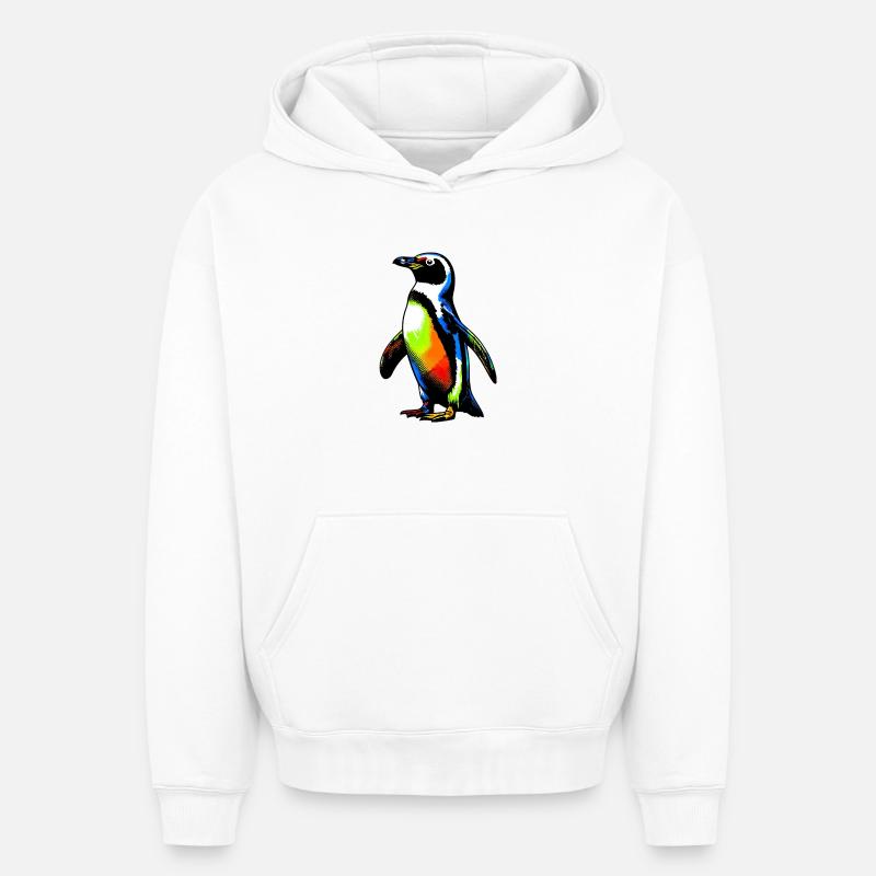 Pingouin - Sweat à capuche unisexe oversize épais SPREAD - blanc