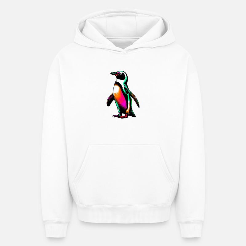 Pingouin - Sweat à capuche unisexe oversize épais SPREAD - blanc