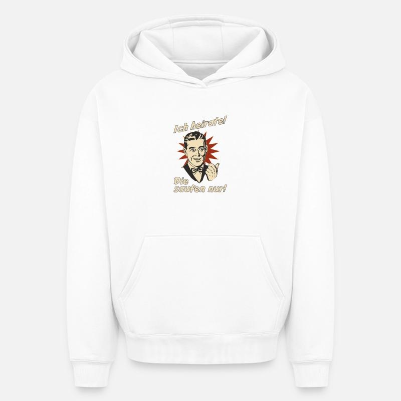 Retro-Eheversprechen mit Trinkmotiv - Oversized Heavyweight Unisex Hoodie - Weiß