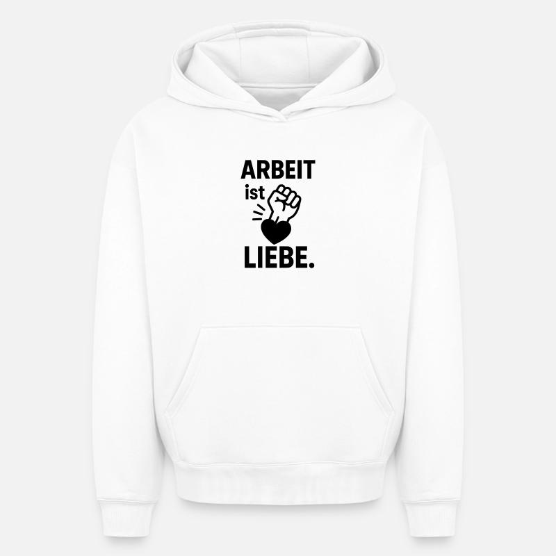 travail amour motivation - Sweat à capuche unisexe oversize épais SPREAD - blanc