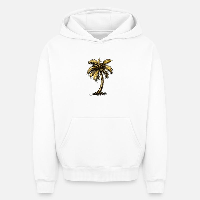 Plage de Palm Tree - Sweat à capuche unisexe oversize épais SPREAD - blanc