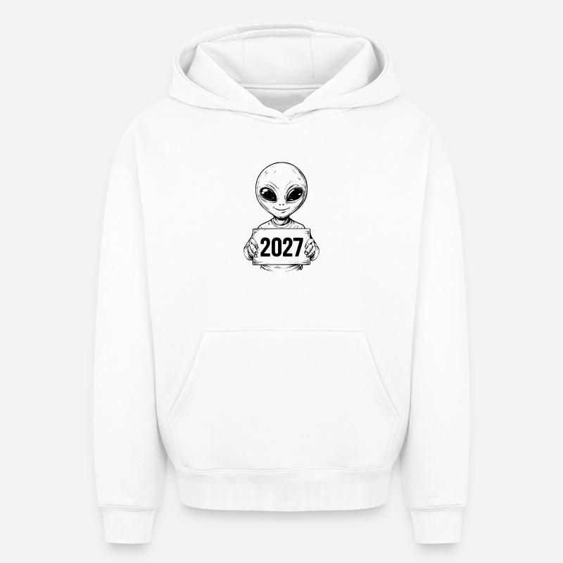visiteur extraterrestre - Sweat à capuche unisexe oversize épais SPREAD - blanc