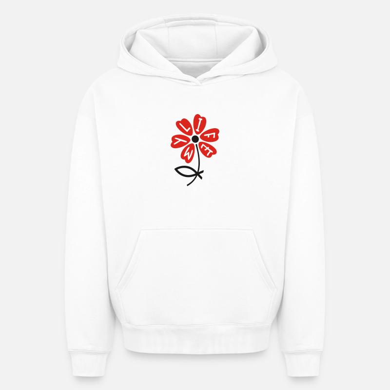 chrétienne - Sweat à capuche unisexe oversize épais SPREAD - blanc