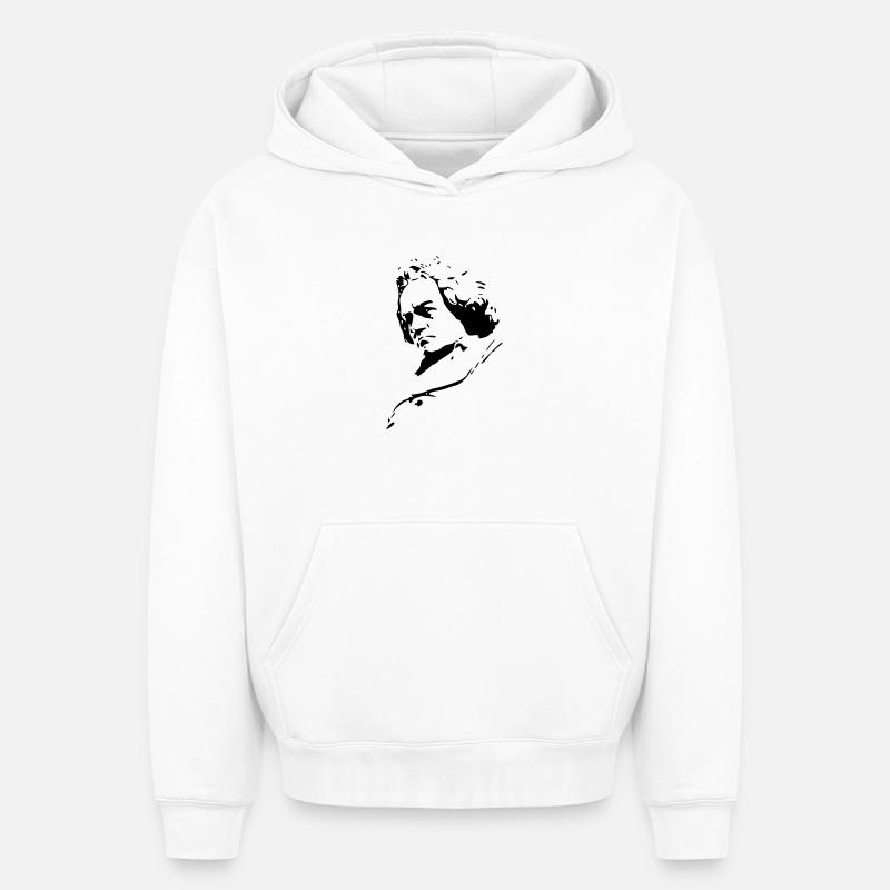 Beethoven - Sweat à capuche unisexe oversize épais SPREAD - blanc
