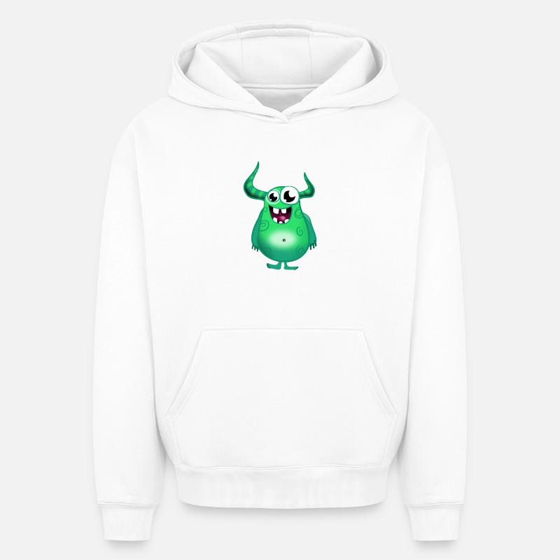 Vert monstre - Sweat à capuche unisexe oversize épais SPREAD - blanc