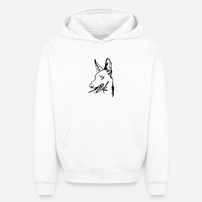 Tête Podenco - Sweat à capuche unisexe oversize épais SPREAD - blanc