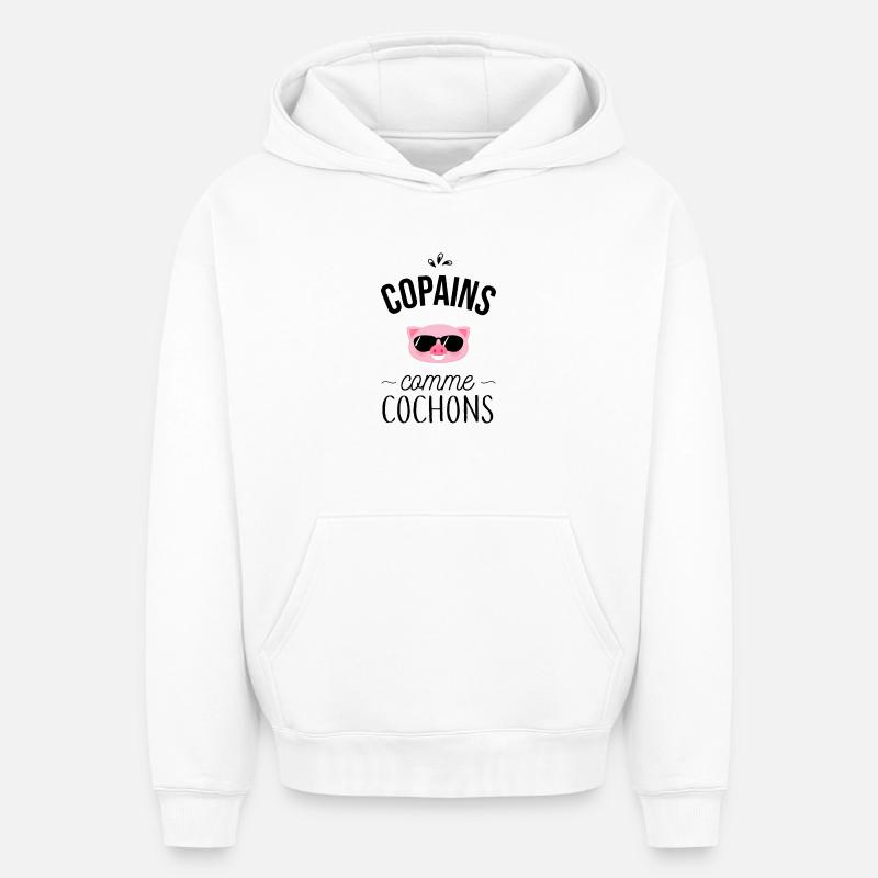 Copains comme cochons - Sweat à capuche unisexe oversize épais SPREAD - blanc